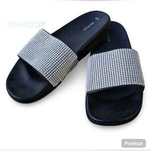 Silver Slide Sandals